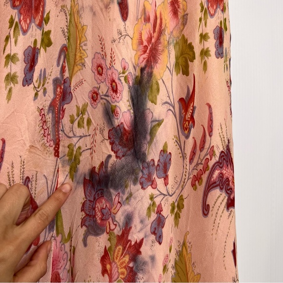 vtg JONATHAN MARTIN 100% Silk Parsley Floral Midi Dress. Size Medium - Picture 9 of 10